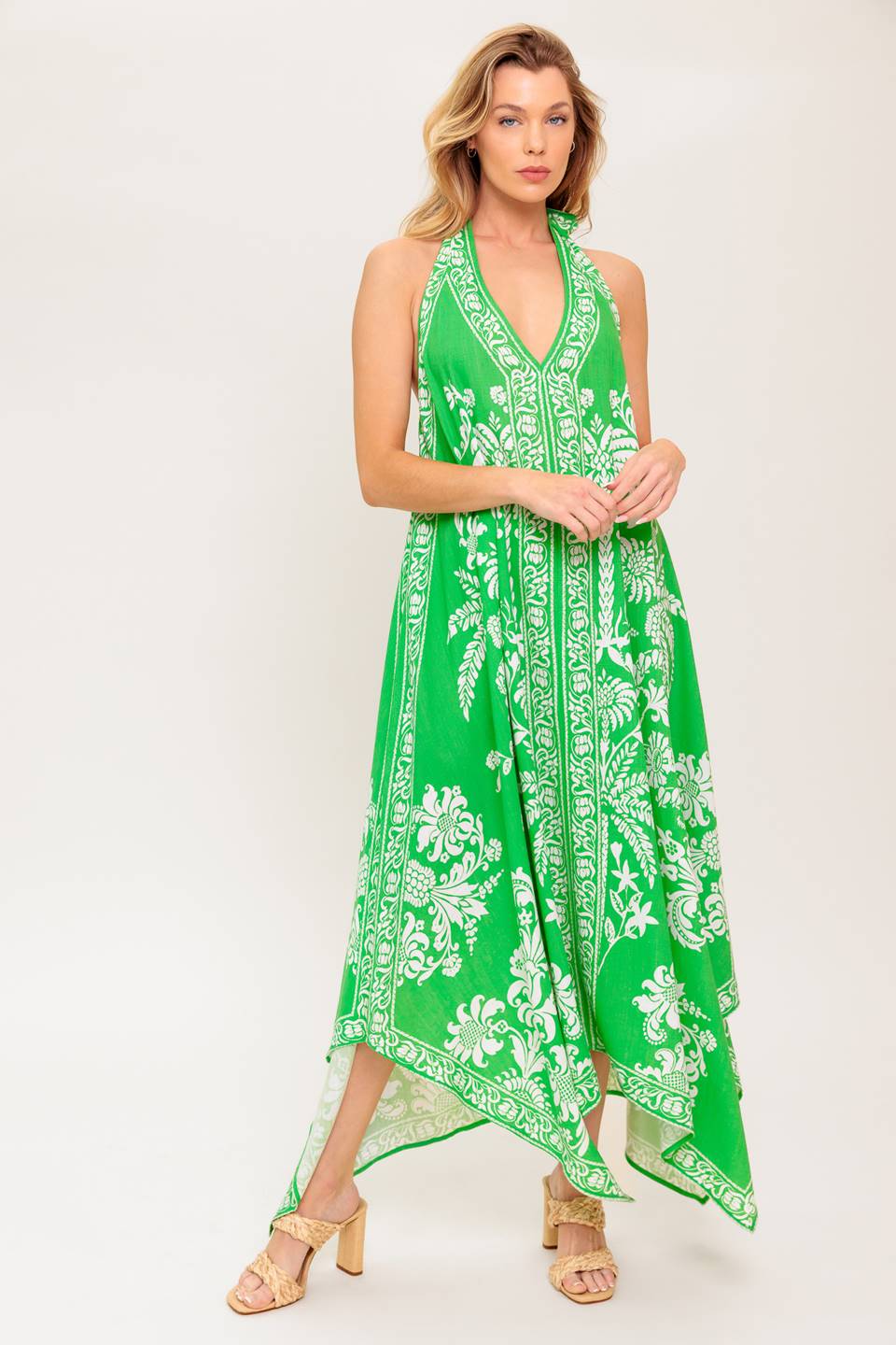 HOLD ONTO HOPE GREEN WOVEN MIDI DRESS - By Baano