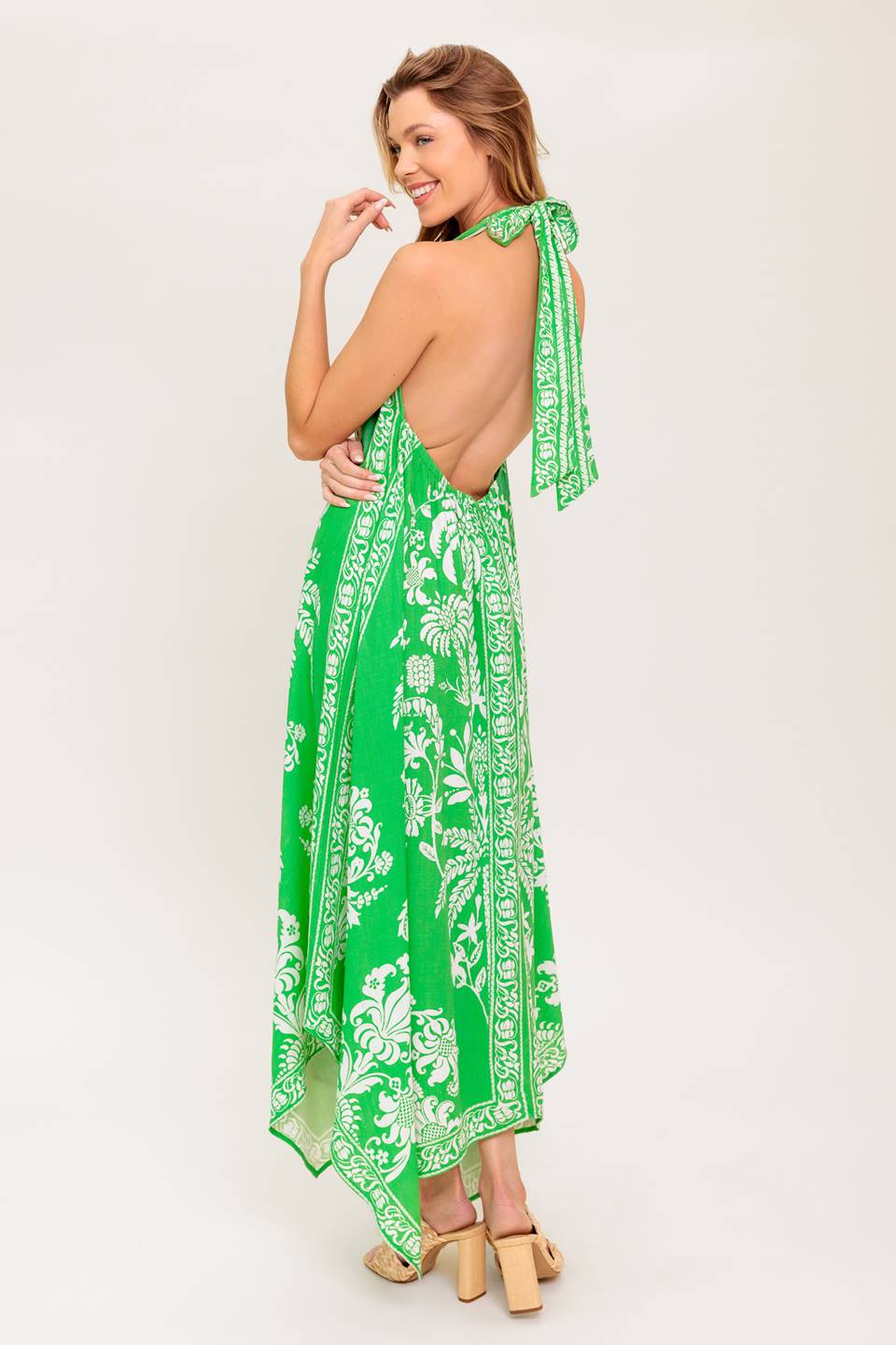 HOLD ONTO HOPE GREEN WOVEN MIDI DRESS - By Baano