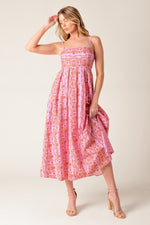 THE EVETTE PINK WOVEN MIDI DRESS - By Baano