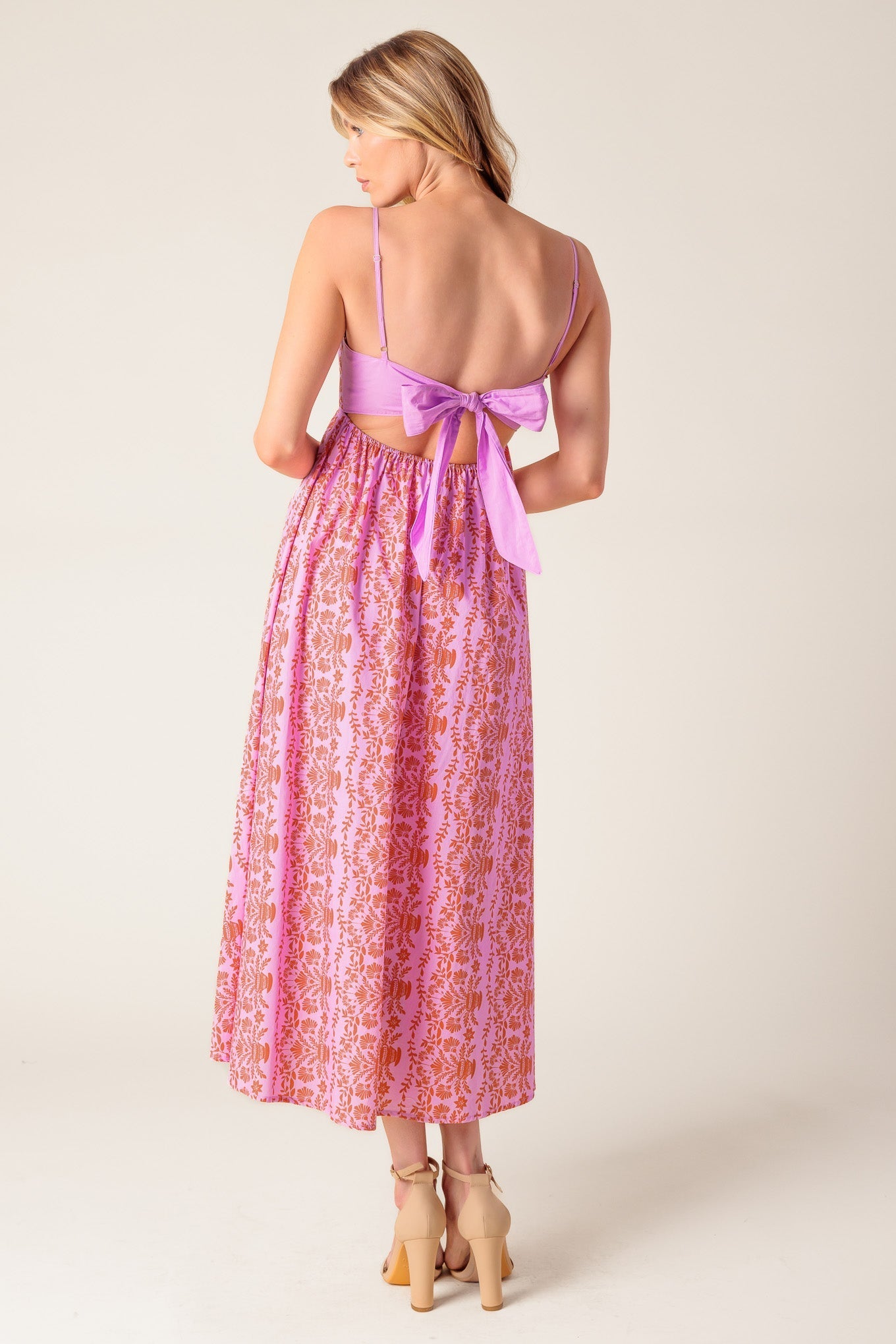 THE EVETTE PINK WOVEN MIDI DRESS - By Baano
