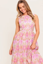 UNDER THE SUN PINK WOVEN MIDI DRESS - By Baano