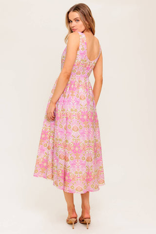 UNDER THE SUN PINK WOVEN MIDI DRESS - By Baano