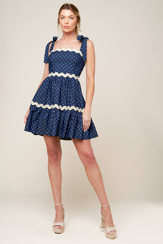 DIVINELY DOTTED WOVEN MINI DRESS - By Baano
