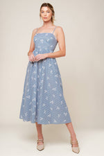 LAYTON IVORY BLUE WOVEN MIDI DRESS - By Baano