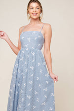 LAYTON IVORY BLUE WOVEN MIDI DRESS - By Baano