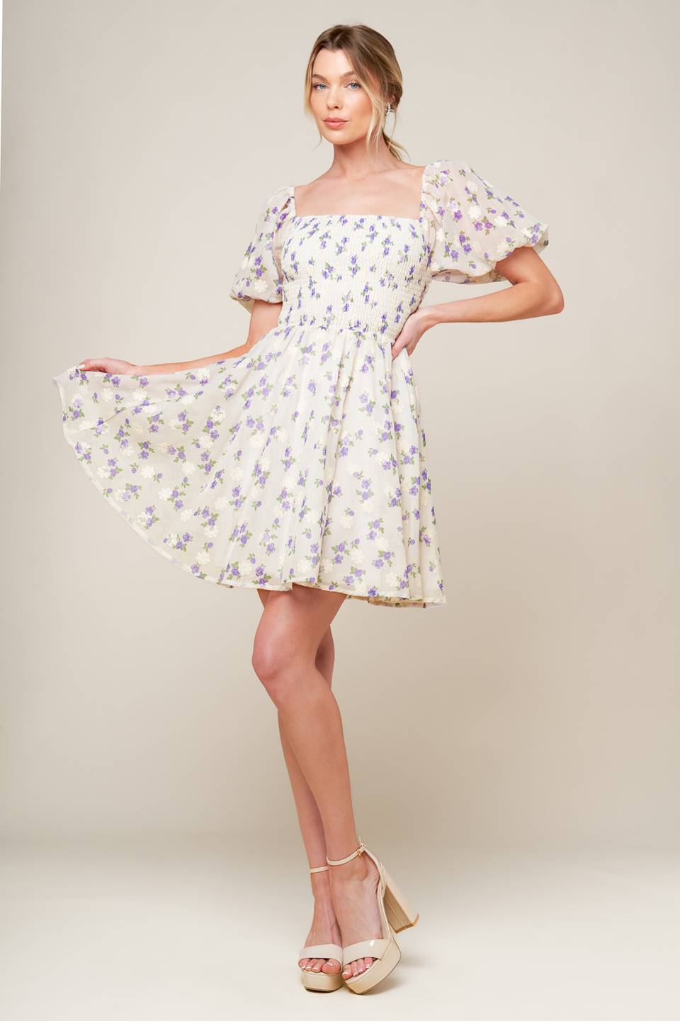 MAKING CONNECTIONS CREAM WOVEN MINI DRESS - By Baano
