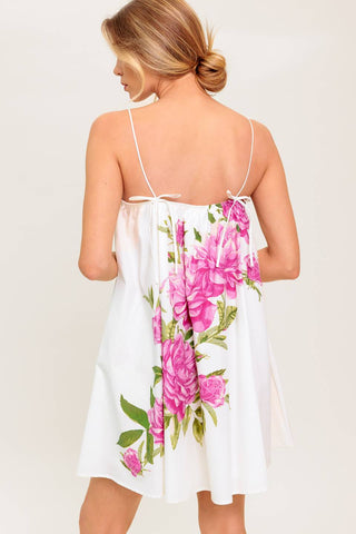 GARDEN WHISPERS PINK FLORAL WOVEN MINI DRESS - By Baano