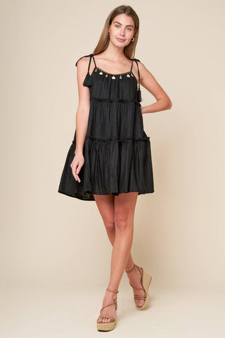 THROUGH THE ARBOR WOVEN MINI DRESS - By Baano