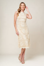 PRETTIEST ENERGY CREAM LACE MIDI DRESS - By Baano