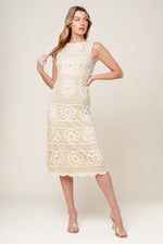 PRETTIEST ENERGY CREAM LACE MIDI DRESS - By Baano