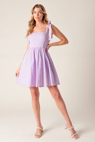 NIGHT TO REMEMBER LAVENDER WOVEN MINI DRESS - By Baano
