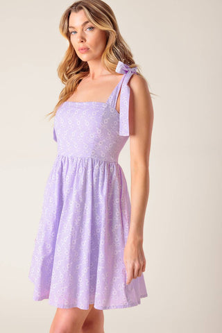 NIGHT TO REMEMBER LAVENDER WOVEN MINI DRESS - By Baano