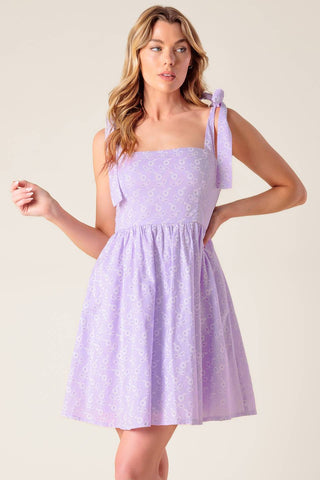 NIGHT TO REMEMBER LAVENDER WOVEN MINI DRESS - By Baano