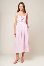 ALONG THE SHORE PINK WOVEN MIDI DRESS - By Baano