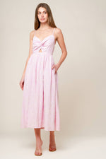 ALONG THE SHORE PINK WOVEN MIDI DRESS - By Baano