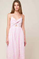 ALONG THE SHORE PINK WOVEN MIDI DRESS - By Baano