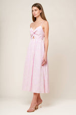 ALONG THE SHORE PINK WOVEN MIDI DRESS - By Baano