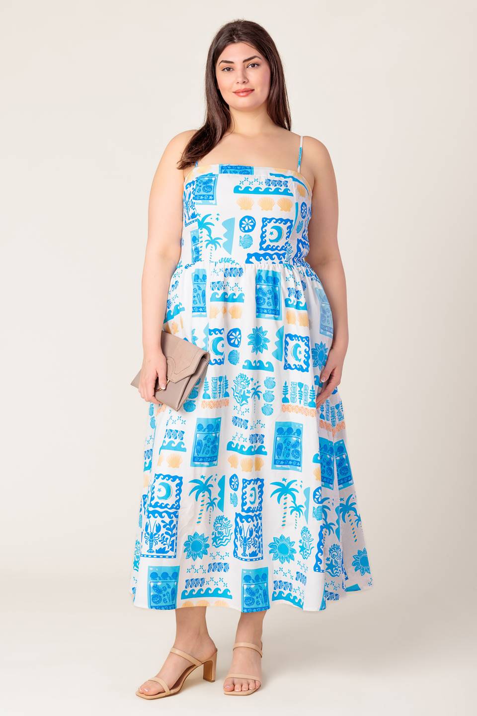 FLOWER GIRL BLUE WOVEN MIDI DRESS - By Baano