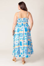 FLOWER GIRL BLUE WOVEN MIDI DRESS - By Baano