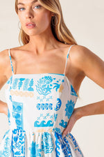 FLOWER GIRL BLUE WOVEN MIDI DRESS - By Baano