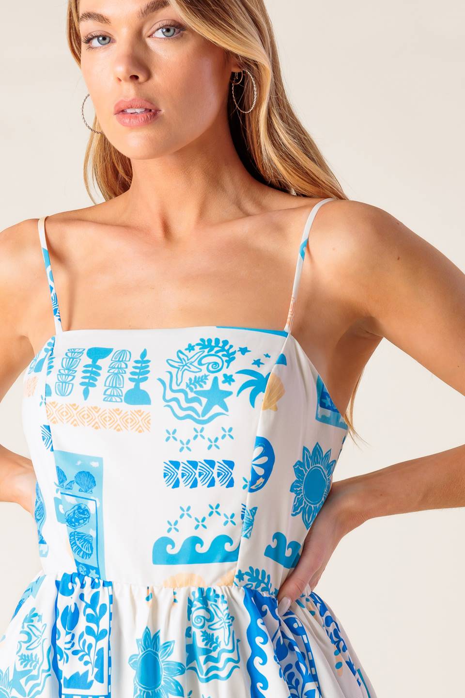 FLOWER GIRL BLUE WOVEN MIDI DRESS - By Baano