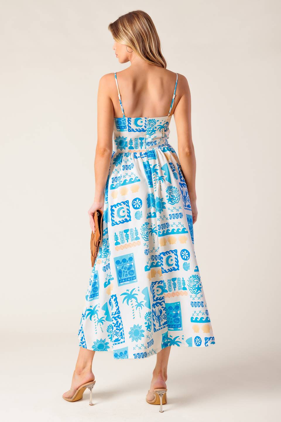 FLOWER GIRL BLUE WOVEN MIDI DRESS - By Baano