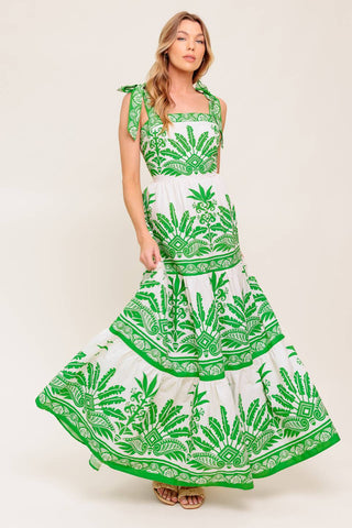 DREAM WALKER OLIVE WOVEN MAXI DRESS - By Baano