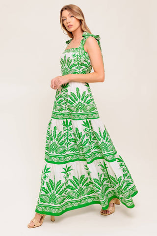 DREAM WALKER OLIVE WOVEN MAXI DRESS - By Baano