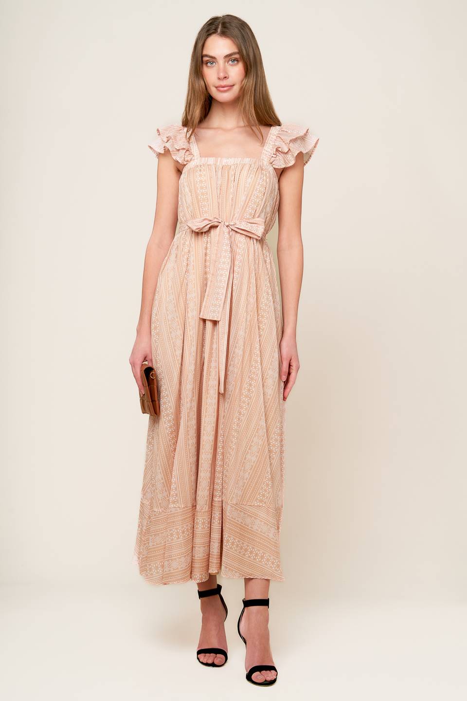 FROLIC THROUGH FIELDS WOVEN MIDI DRESS - By Baano