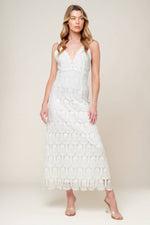 LOVING MENTALITY WHITE WOVEN LACE MIDI DRESS - By Baano