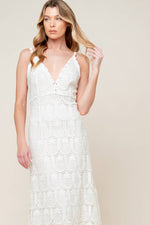 LOVING MENTALITY WHITE WOVEN LACE MIDI DRESS - By Baano