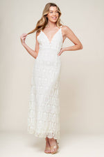 LOVING MENTALITY WHITE WOVEN LACE MIDI DRESS - By Baano