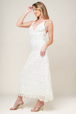 LOVING MENTALITY WHITE WOVEN LACE MIDI DRESS - By Baano