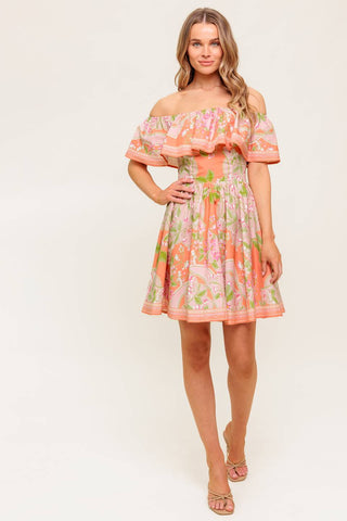WHISPERING CORAL WOVEN MINI DRESS - By Baano
