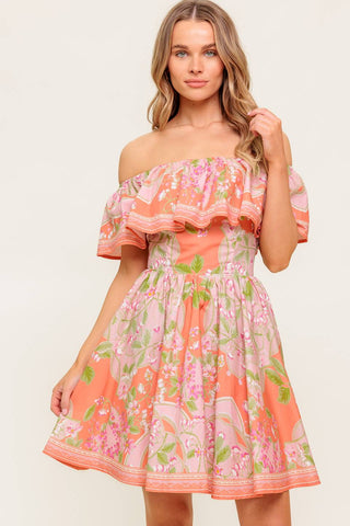 WHISPERING CORAL WOVEN MINI DRESS - By Baano