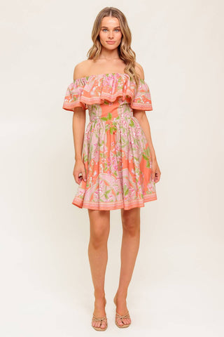 WHISPERING CORAL WOVEN MINI DRESS - By Baano