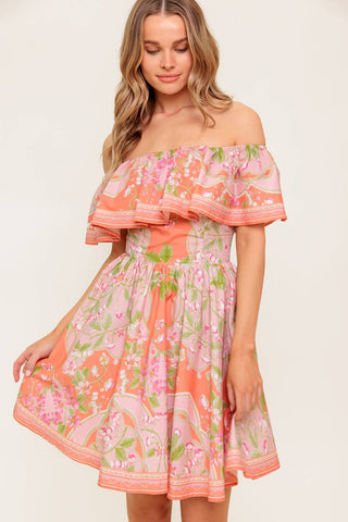 WHISPERING CORAL WOVEN MINI DRESS - By Baano