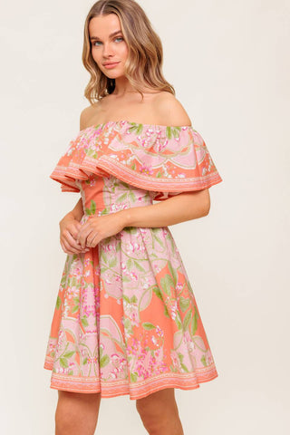 WHISPERING CORAL WOVEN MINI DRESS - By Baano