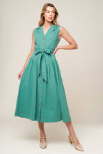WISHING WELL TEAL GREEN WOVEN MIDI DRESS - By Baano