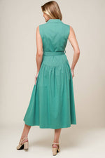 WISHING WELL TEAL GREEN WOVEN MIDI DRESS - By Baano