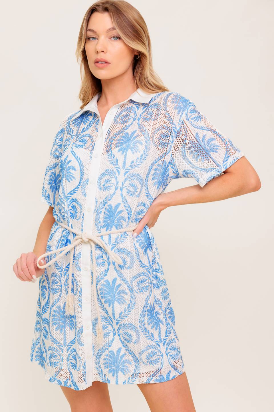 GENTLE SPIRIT WOVEN LACE MINI DRESS - By Baano