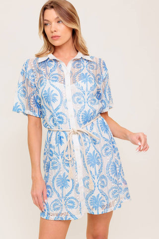 GENTLE SPIRIT WOVEN LACE MINI DRESS - By Baano