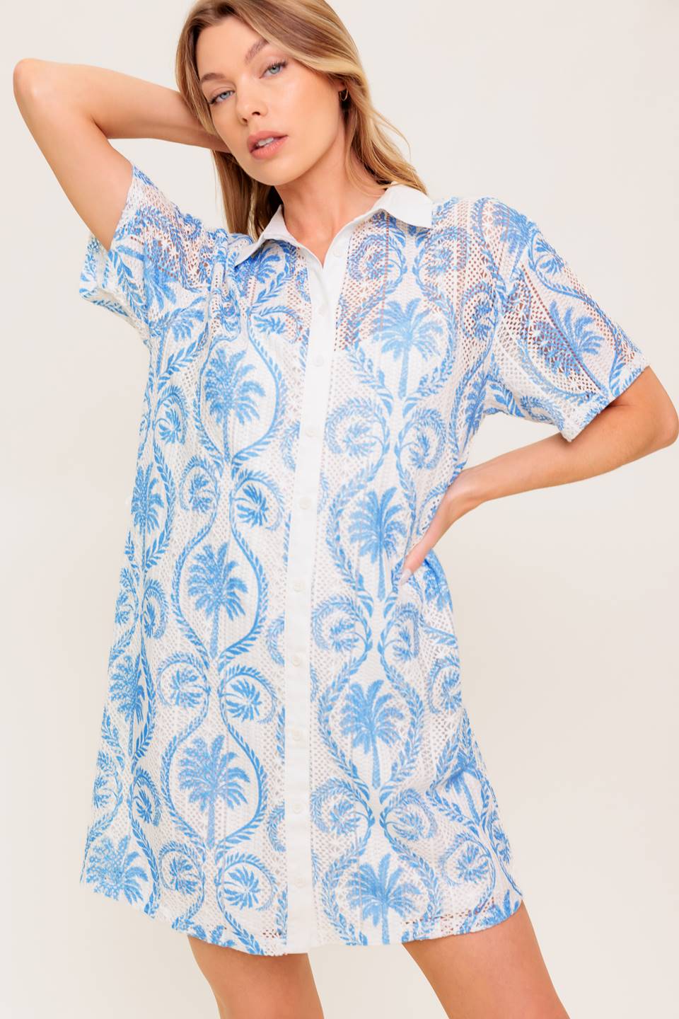 GENTLE SPIRIT WOVEN LACE MINI DRESS - By Baano