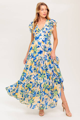ECHOES OF YOU FLORAL WOVEN MAXI DRESS - By Baano