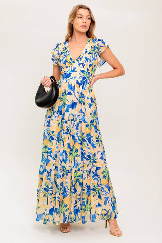 ECHOES OF YOU FLORAL WOVEN MAXI DRESS - By Baano