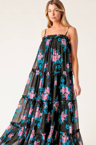 EXCITING LOVE BLACK WOVEN MAXI DRESS - By Baano