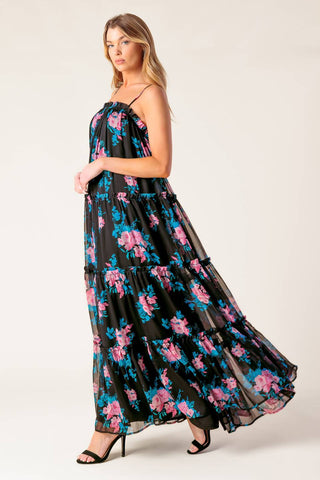 EXCITING LOVE BLACK WOVEN MAXI DRESS - By Baano