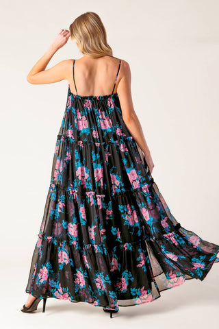EXCITING LOVE BLACK WOVEN MAXI DRESS - By Baano