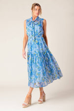 EVER AFTER POWER BLUE WOVEN MIDI DRESS - By Baano