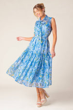 EVER AFTER POWER BLUE WOVEN MIDI DRESS - By Baano